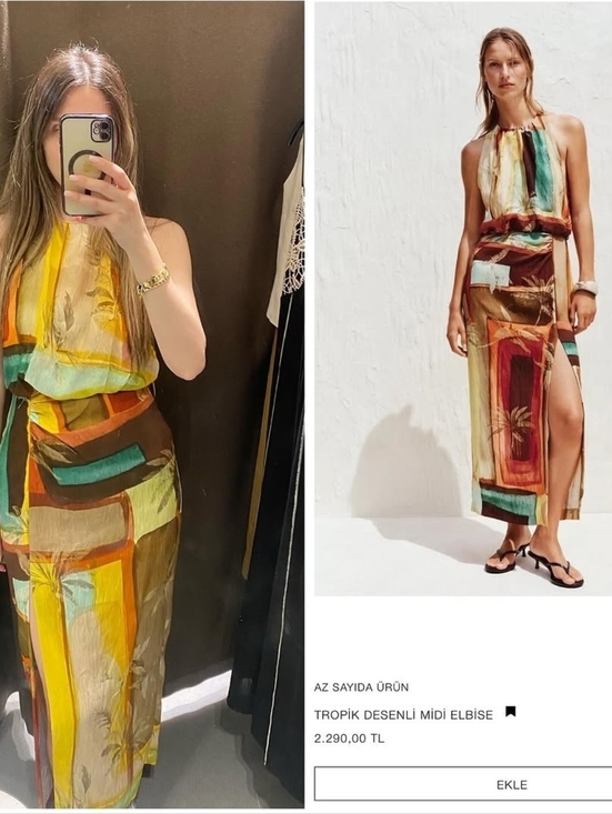 Zara Dresses & Skirts - Zara Tropical Print Halter Midi Dress in Multi Colors